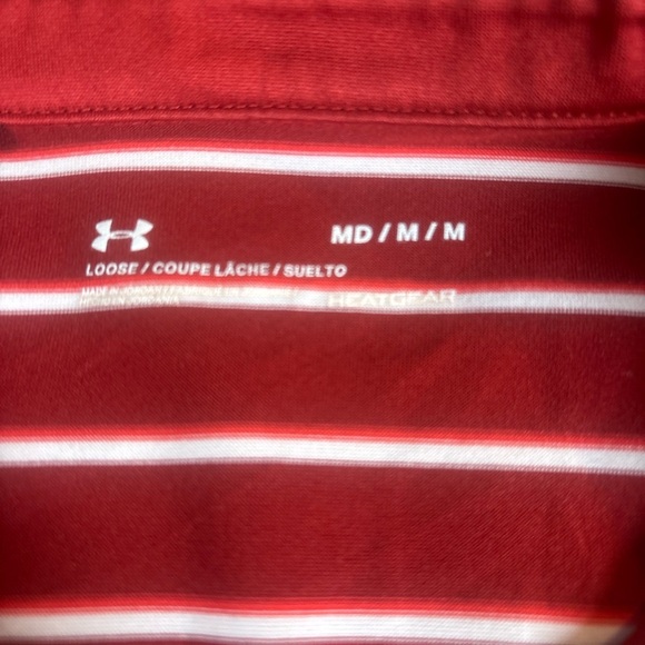 Under Armour Men's Striped Polo Shirts - Teal and Red - Picture 8 of 8